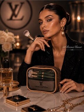 Monogram Makeup Case Clear Cosmetic Pouch Travel Organizer